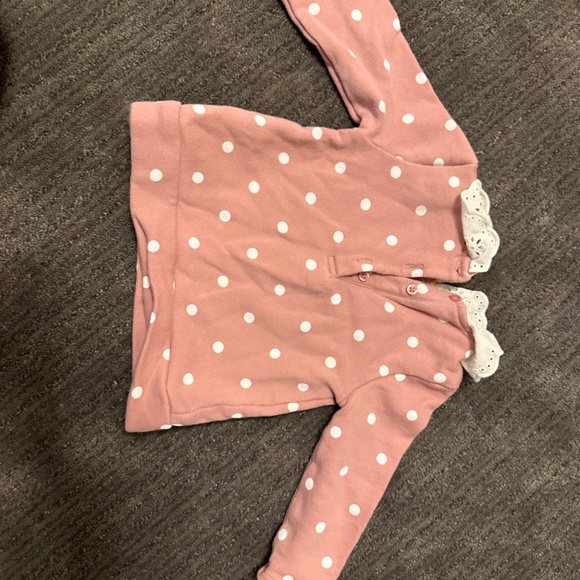 2 for $20 - Baby Gap Collared Sweatshirt Pink Polkadot Size 6-12M - Picture 3 of 3